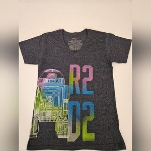 Disney Store Womens LG Star Wars R2D2 Graphic Tee Short Sleeve Grey